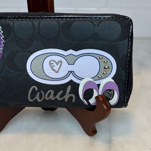 Coach Wallet Y2K Maralee Jacquard Signature Logo Full Zip Wallet - Picture 3 of 16